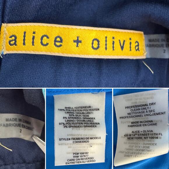Alice + Olivia Jaelyn Cross Top Flare Dress Blue Ombre pleated size 2 - Picture 8 of 10